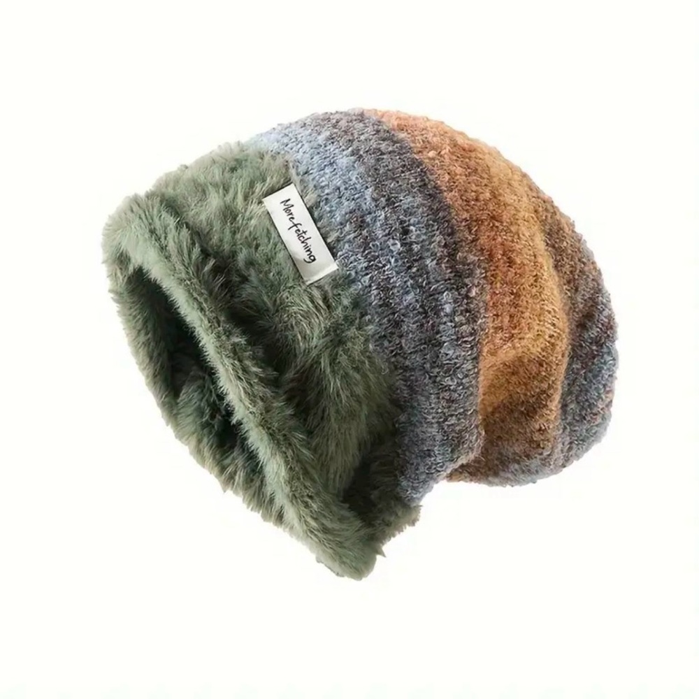 ☃️ New! Cozy Dark Green Striped Soft Warm Unisex Knit Beanie